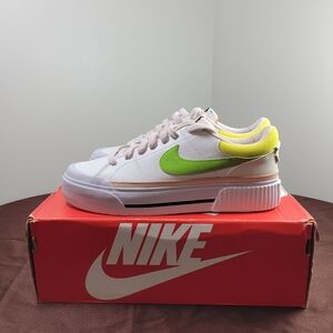 Nike Court Legacy Lift Womens Size 9.5 Shoes FD0872 100 Feel Love White Green